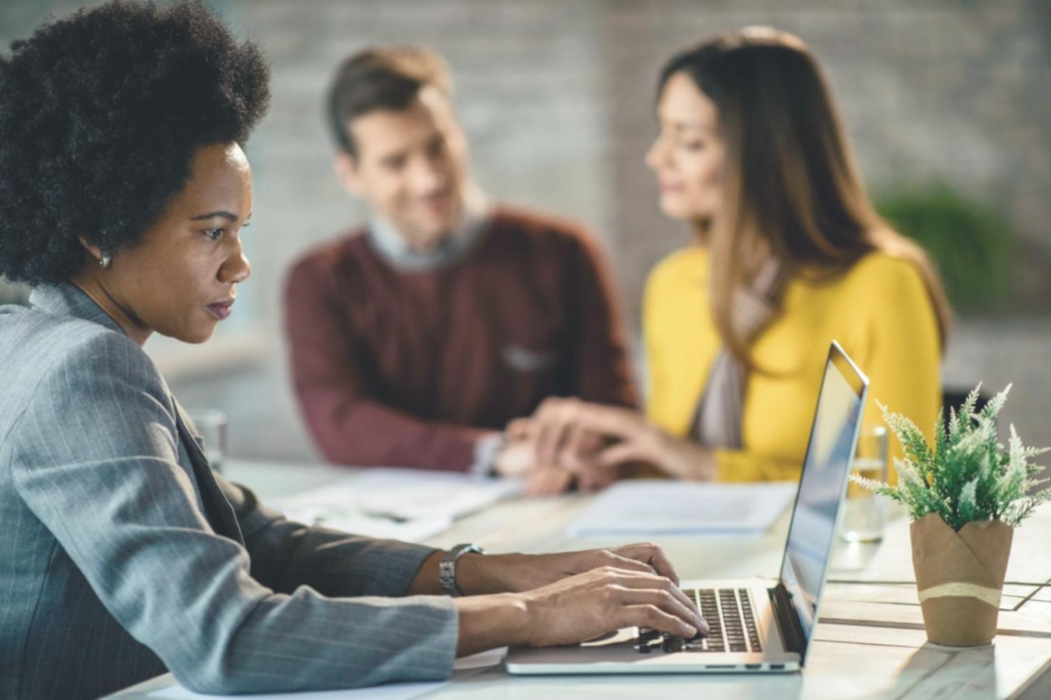 Professional business training environment with modern workspace